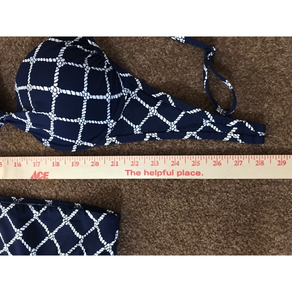 Lands' End Underwire Bikini Swimsuit 34B/36A Bottoms size S‎ Navy Twist Front - Picture 15 of 16